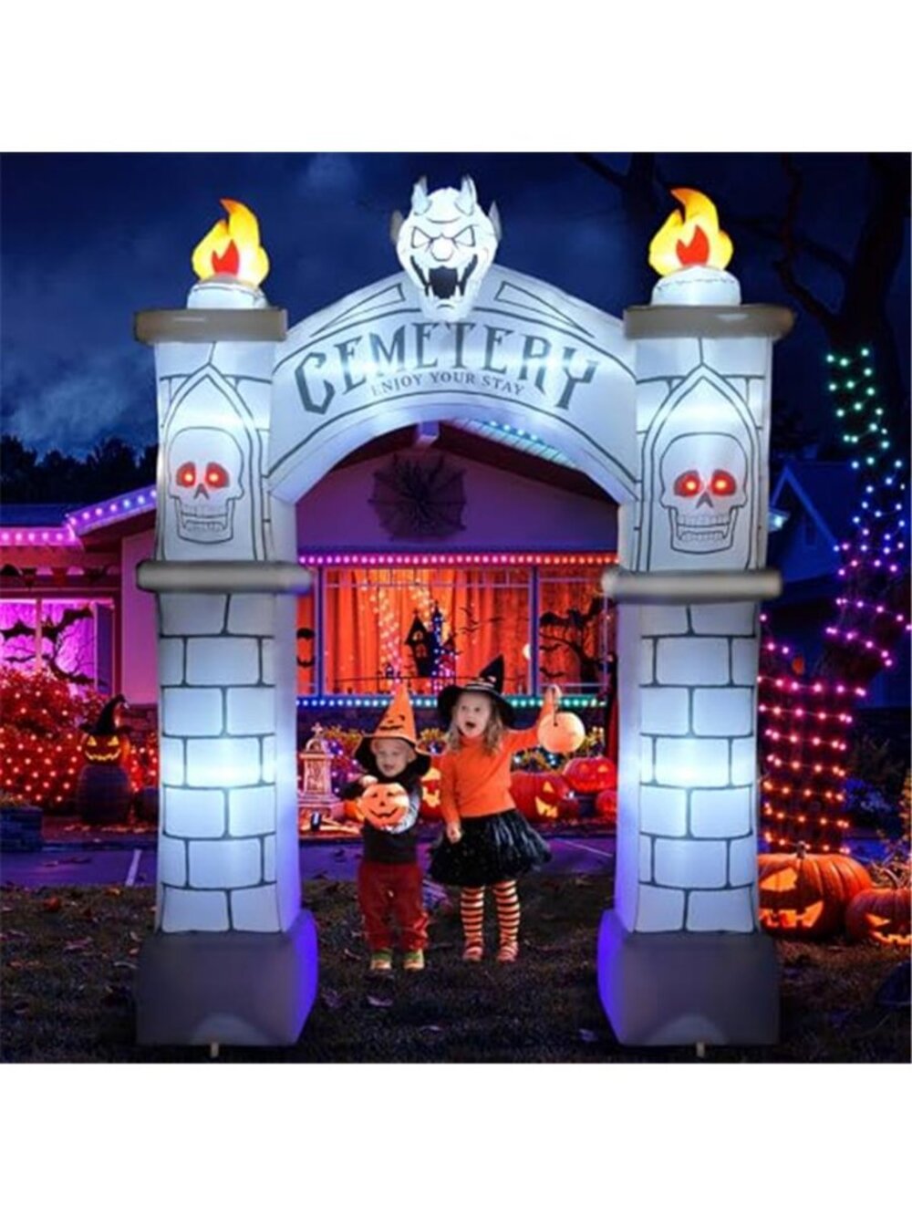 9.5FT Halloween Inflatable Archway, Giant Blow up Arch Yard Decorations with